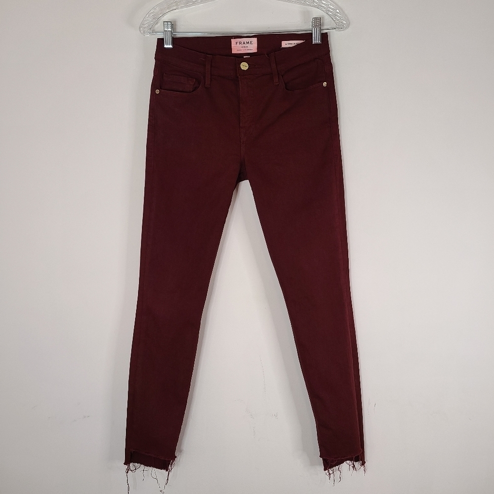 FRAME Denim Le Skinny de Jeanne Dark Maroon Jeans 27 LSJRS403